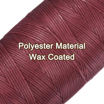 150D 0.8mm Flat Waxed Thread 284 Yards Polyester Leather Sewing Waxed String Hand Stitching Waxed Cord for Leather Stitching Sewing Bookbinding DIY Craft Dark Red
