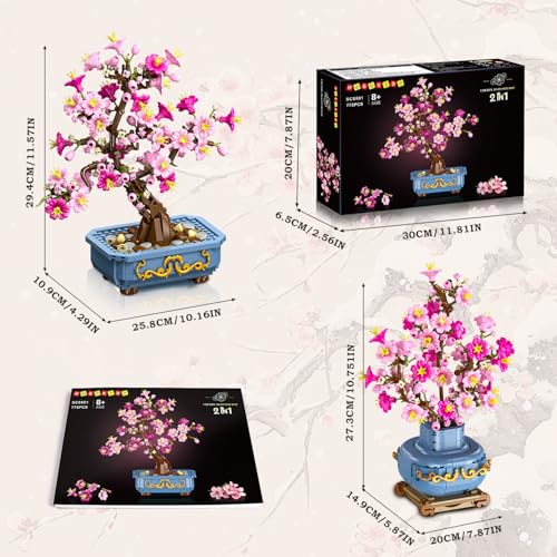 Flower Cherry Blossom Building Set 2 in 1 Bonsai Tree for 8 (775 Count)