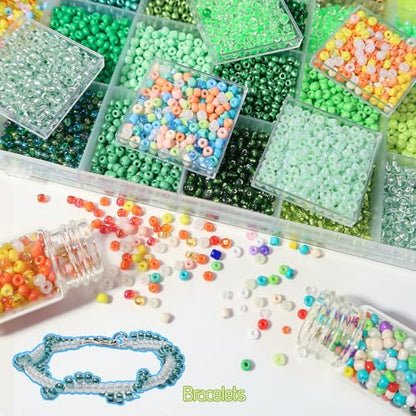11200pcs Glass Seed Beads for DIY Crafting Bracelet Necklace Embroidery Jewelry Making Supplies (11200 Count)