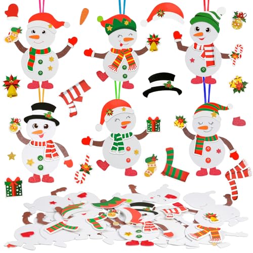 12 Pack Snowman Craft Kits for Kids Make You Own Snowman Foam Stickers Ornament DIY Christmas Arts and Crafts for Chirstmas Party Supplies Winter Christmas Tree Decoration (12 Count)