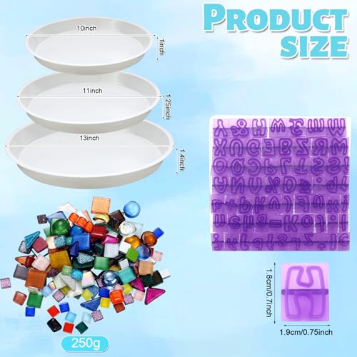 5 Pcs 3 Size Stepping Stone Kit for DIY Outdoor Garden Stepping Stone Includes Cement Molds Mosaic Tiles and Concrete Letter Stamps No Concrete Mix (5 Count)