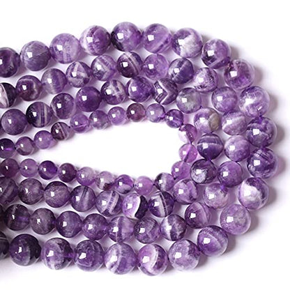 Natural Purple Dream Lace Amethysts Beads Crystal Round Loose Beads for Jewelry Making 8mm 45PCS 1 Strand 15" (16 Count)