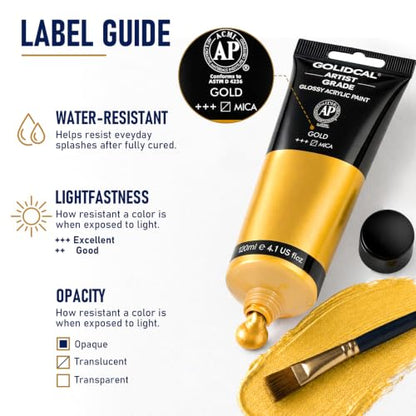 Metallic Gold Acrylic Paint Tubes (4.1 Fl Oz)