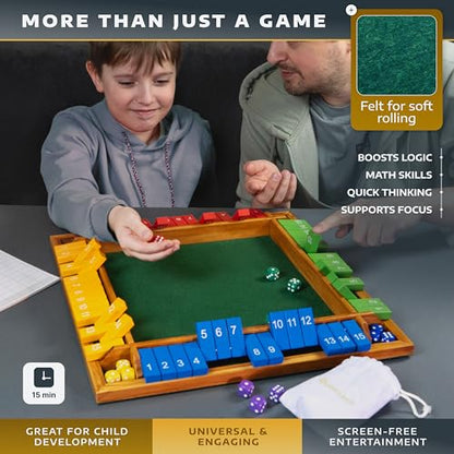 Shut The Box Game Wooden Board for 4 Players