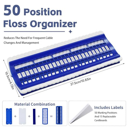 50 Position Embroidery Floss Organizer Thread Organizers with 15P Card