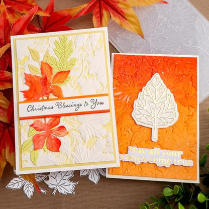 3D Autumn Theme Plastic Embossing Folders Maple Leaf for DIY Scrapbooking Photo Album Card Paper Craft Decoration for Card Making