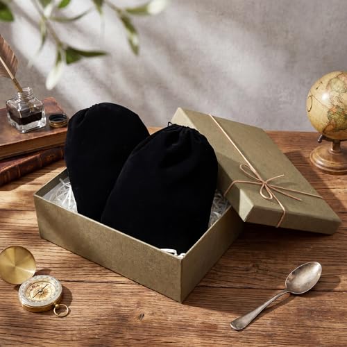 15 Pcs Black Velvet Drawstring Bags (15 Count)