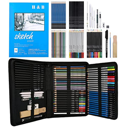 72PCS Drawing Pencils Set Sketching Kit