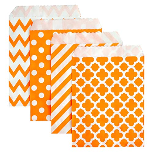 100 Pcs Orange Candy Buffet Bags Small Cookie Bags Polka Dot Paper Treat Bag for Wedding Birthday Party