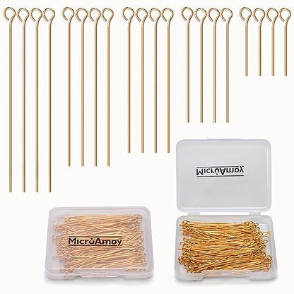100pcs 18K Gold Filled Eye Pins Non Tarnish Craft Earring Bracelet Jewelry Making Accessories Supplies (100 Count)