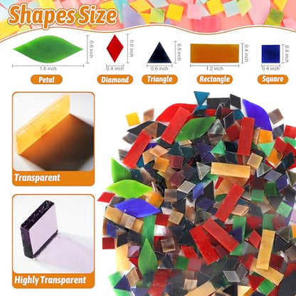 Mosaic Glass Pieces Tiles for Adults (320 Count)