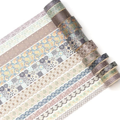 12 Rolls Exotic Charm Washi Tape Set Floral Arts Adhesive Tapes Geometric Garden Decorative Masking Tape Sets for Craft (12 Count)