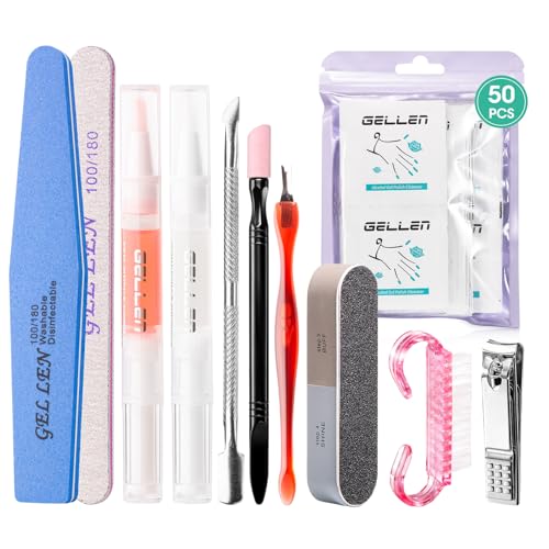 Nail Cleanser Pads 50PCS with 10PCS Manicure Tools Kit (50 Count)
