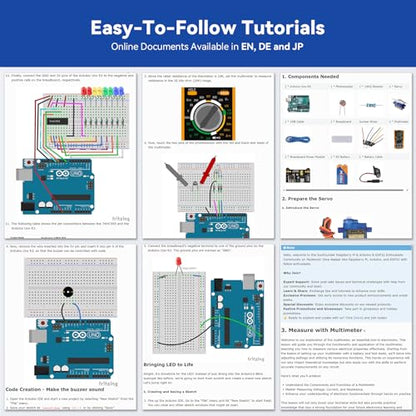 Inventor Lab Starter Kit with Original Arduino Uno R3 REV3 Multimeter 34 Projects 40+Video Courses RAB Breadboard Holder