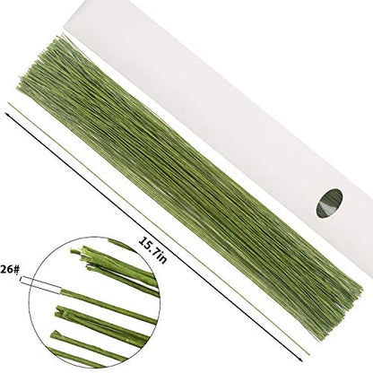 26 Gauge Dark Green Floral Wire Stem for Flower Arrangement Craft Supply