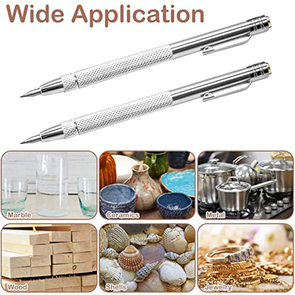 2Pcs Tungsten Carbide Tip Scriber With 12 Replacement Marking Tip (2 Count)