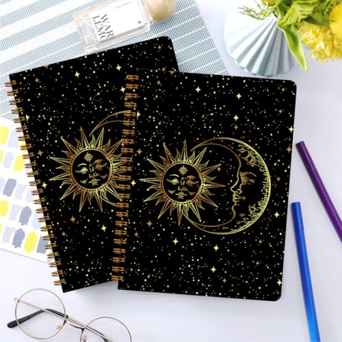 2 PCs Sun and Moon Tarot Journaling Notebooks Astrology Sun Spiral Notebook (2 Count)