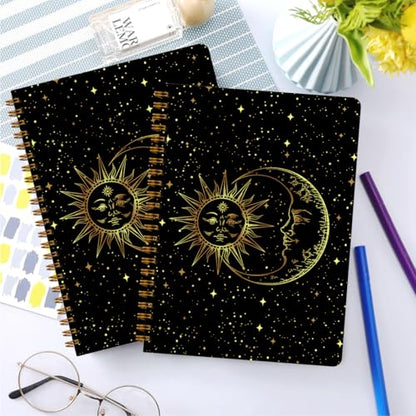 2 PCs Sun and Moon Tarot Journaling Notebooks Astrology Sun Spiral Notebook (2 Count)