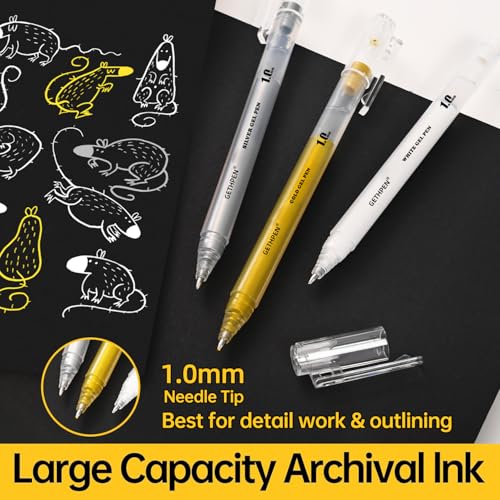 White Gold Silver Gel Pens