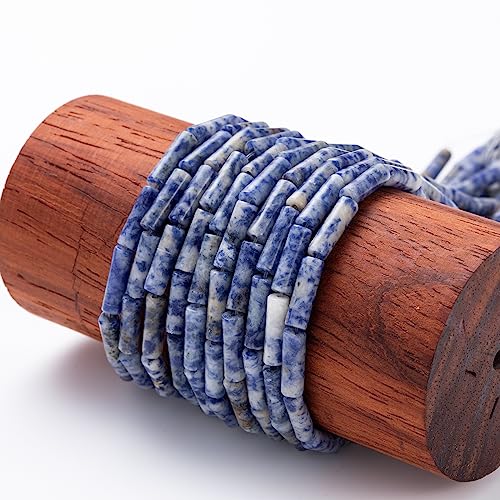 Natural Blue Sodalite Cylinder Tube Beads 4x13mm 38cm (28 Count)