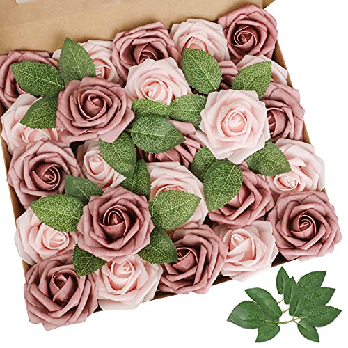 Taupe Nude Rose 25pcs Real Looking Artificial Flowers w (25 Count)