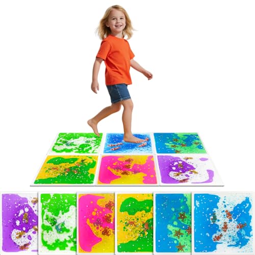 Liquid Sensory Floor Tiles for Toddlers 3+ (6 Count)