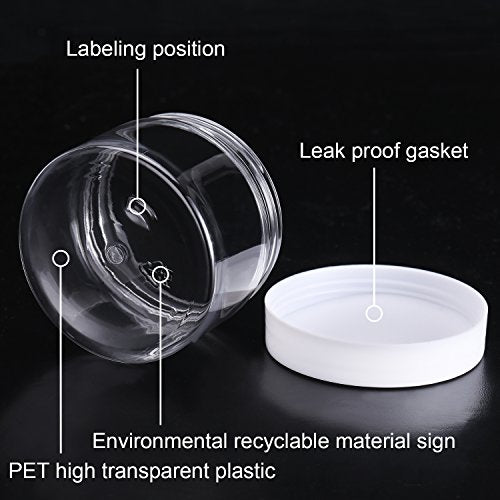 12 Pack 6 oz Plastic Container Jars with Lids Round (72 Count)