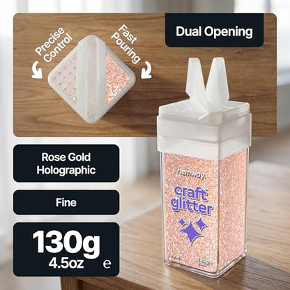 Craft Glitter Shaker Rose Gold Holographic 130g Fine (3.8 Ounce)