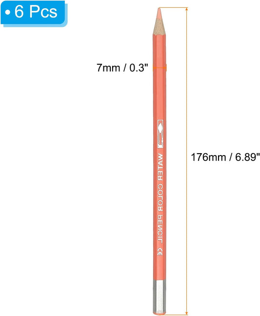 PATIKIL Watercolor Pencil, 6Pcs Water Soluble Pencils for Blending, Coloring, Sketch Drawing, Painting, Light Orange Red