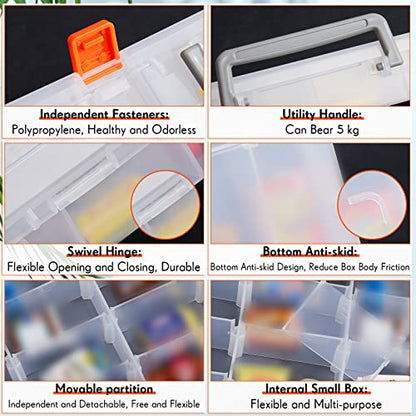 2 Pcs 48 Grids Plastic Bead Organizer Box with Divider (2 Count)