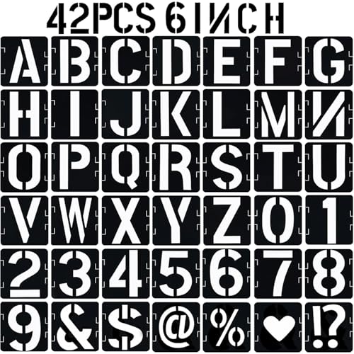 6 in Alphabet Number Stencils for Painting