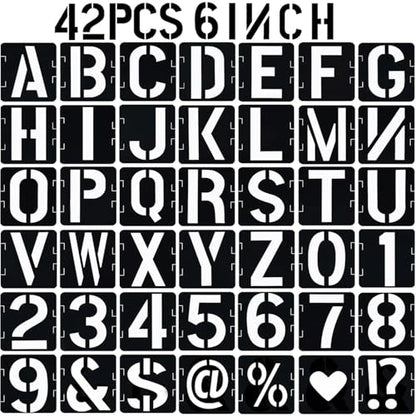 6 in Alphabet Number Stencils for Painting