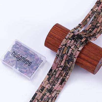 Natural Rhodochrosite Rectangle Tube Beads 4x13mm 38cm (28 Count)