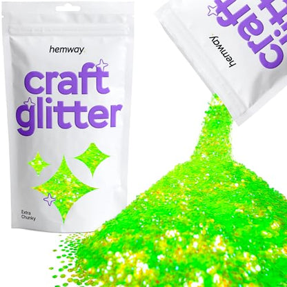 Craft Glitter Fluorescent Green 100g Extra Chunky Glitter (100 grams)