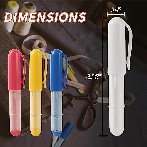 4-pack) Fabric Chalk Markers (Red, Yellow, Blue, White) -Erase Tailor’s Chalk for Quilting and Sewing - Compatible with Most Fabrics - With Dosing Wheel Technology, 4 Colors (4 Count)