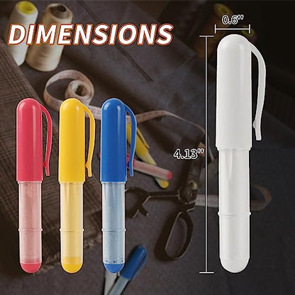 4-pack) Fabric Chalk Markers (Red, Yellow, Blue, White) -Erase Tailor’s Chalk for Quilting and Sewing - Compatible with Most Fabrics - With Dosing Wheel Technology, 4 Colors (4 Count)