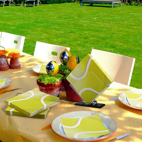 48 Pieces Tennis Paper Napkins Disposable Tennis Party Napkins Tennis Ball Sports Napkins Tennis Cocktail Dinner Napkin Set 13" x 13" Unfolded Tennis Tableware Napkins for Sports Party Supplies (48 Count)