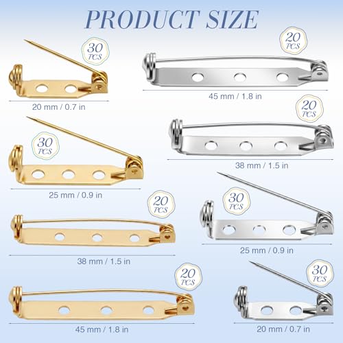 200 Pcs Brooch Pin Backs Bar Pins Backs for Crafts Safety Clasp with Plastic Box (200 Count)