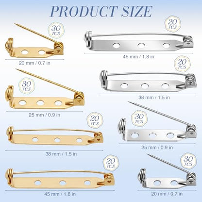 200 Pcs Brooch Pin Backs Bar Pins Backs for Crafts Safety Clasp with Plastic Box (200 Count)