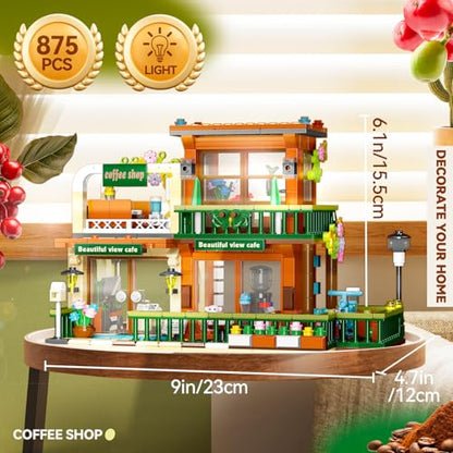 3 in 1 Street View Coffee Shop City Building Set (875 Count)