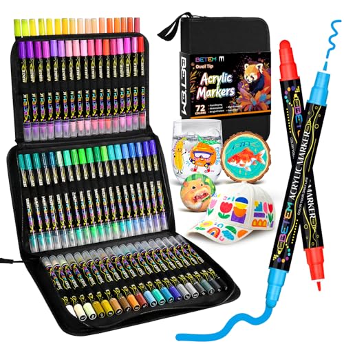 72 Colors Dual Tip Acrylic Paint Markers (72 Count)