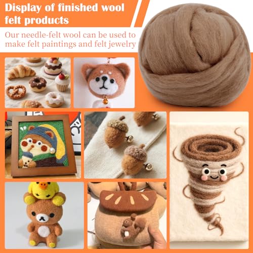 1.76oz Bright Brown Natural Wool Roving