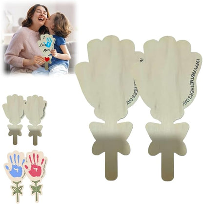 2Pcs Personalized Flower Handprint Craft,Mother’s Day Wooden Sign Gift from Kids,Custom Mother's Day Craft,Handmade Flower Keepsake,DIY MothersDay Handprint Art,Gifts for Mom,Nana Gifts