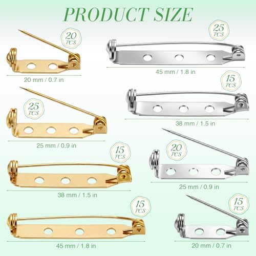 150 Pcs Brooch Pin Backs Bar Pins Backs for Crafts Safety Clasp with Plastic Box (150 Count)