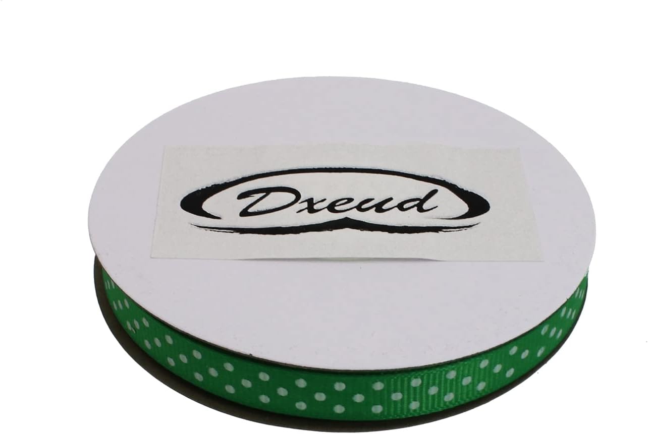 Polka Dot Grosgrain Ribbon 25 Yard Each Roll 100% Polyester (3/8", Green) - Crafty Corner