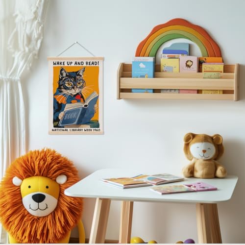 Funny Reading Cat Poster Hanger