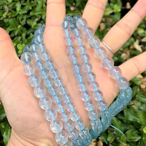45pcs Adabele Natural Light Blue Topaz Gemstone 8mm Round Beads (47 Count)