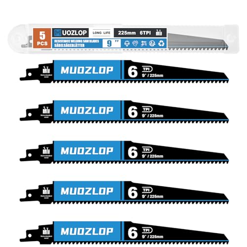 5Pack 9inch 6TPI High Reciprocating Saw Blades