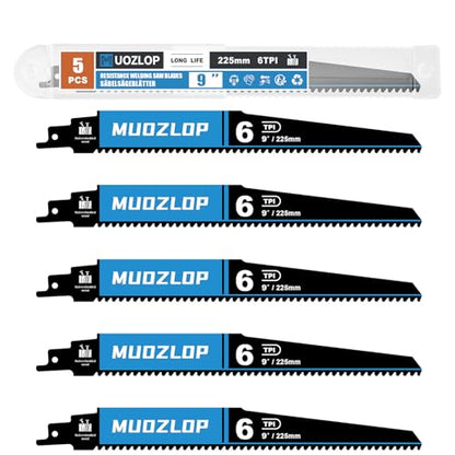 5Pack 9inch 6TPI High Reciprocating Saw Blades