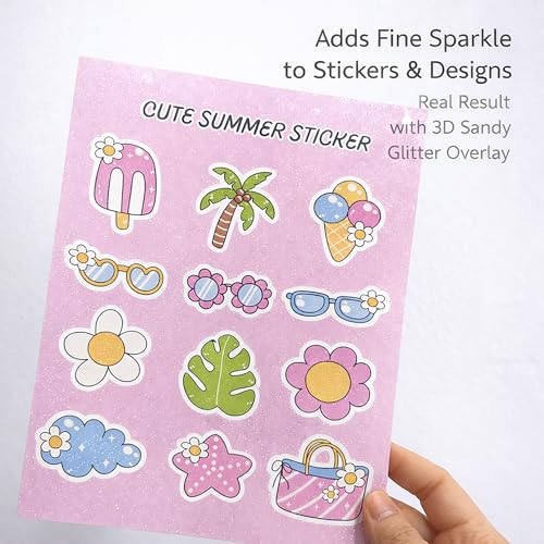 25 Sheets Sandy Glitter Clear Laminate Sheets Self Adhesive Glitter Paper (25 Count)